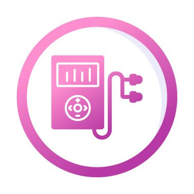 Kulaklık simgesi, vektör illüstrasyonlu Mp3 oynatıcı