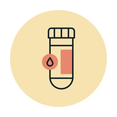 Kan testi tüpü ana hat vektör simgesi. Laboratuvar test sembolü, logo illüstrasyonu.