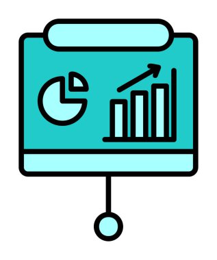 Sunum, iş istatistikleri ve pasta grafik ikonlu veri analizleri. iş analizleri, analizler, istatistikler, pasta grafiği