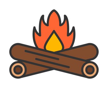 Basit düz ateş ikonu, illüstrasyon tasarımı