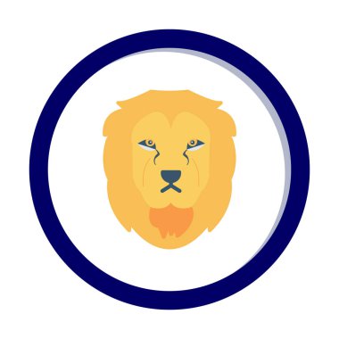 Aslan başı düz simgesi, vektör illüstrasyonu