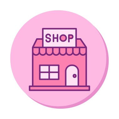 dükkan inşa simgesi, vektör illüstrasyonu basit tasarım