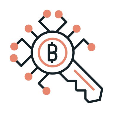 düz Şifreleme Anahtarı simgesi. vektör ince çizgi çizimi.