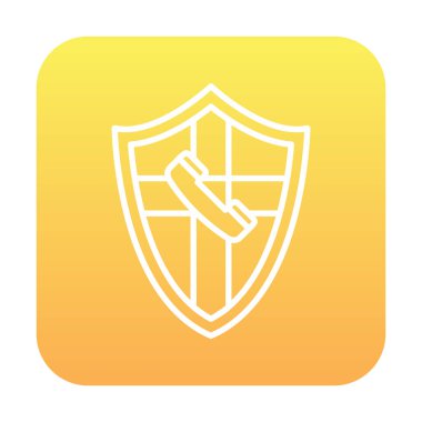 Eski moda telefon ahizesi simgesi olan bir kalkan. Güvenli telefon hattı. vektör çizimi tasarımı