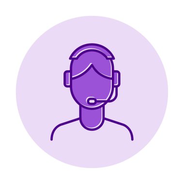 Basit Müşteri Hizmeti Temsilcisi simgesi, vektör illüstrasyonu