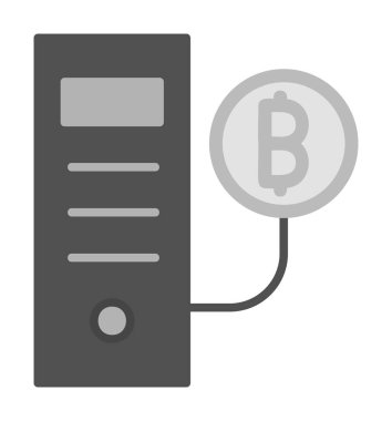 Bitcoin Madeni İşlemcisi (BTC) simgesi, vektör illüstrasyonu 