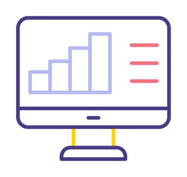 Basit Bilgisayar İzleme Veri Analizi simgesi, vektör illüstrasyonu