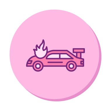 Yanan Araba ikon vektör illüstrasyonuName