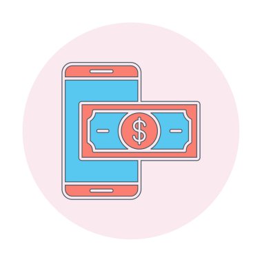 Basit Çevrimiçi Ödeme simgesi, vektör illüstrasyonu