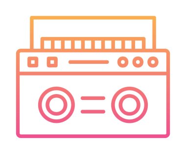  Boombox düz simgesi, vektör çizimi