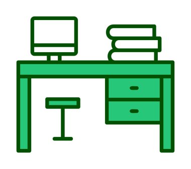ofis masası simgesi, basit vektör illüstrasyonu