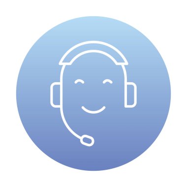 Kulaklık ve gülücükle yüzün vektör çizimi, Çağrı Merkezi kavramı