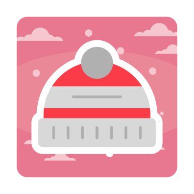 Kış Şapkası simgesinin vektör illüstrasyonu