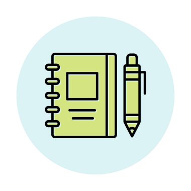 Çizim defteri ve kalem simgesi, vektör illüstrasyonu  