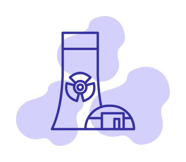 Nükleer enerji santrali ikon vektör illüstrasyon grafik tasarımı                        