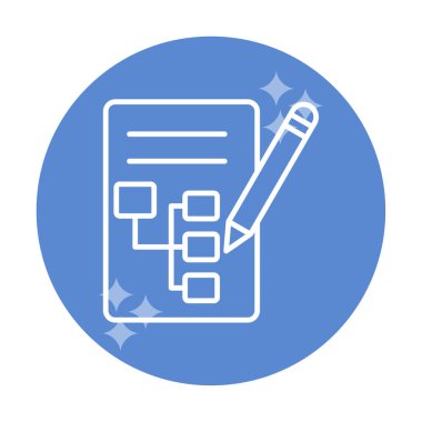 Kalem simgesi ile yazma Planı, vektör illüstrasyonu basit  