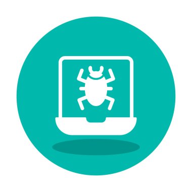 Virüs bulaşmış Laptop Simgesi - Virüs vektör çizimi tasarımı