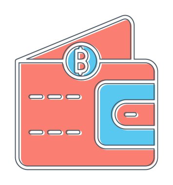 Basit Dijital Cüzdan simgesi, vektör illüstrasyonu