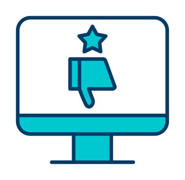 Kötü İnceleme simgesi, vektör illüstrasyonlu basit ekran