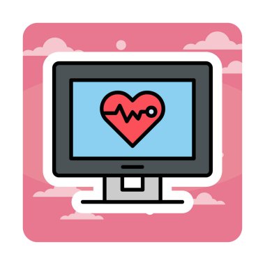 kardiyogram illüstrasyonlu düz ekran 