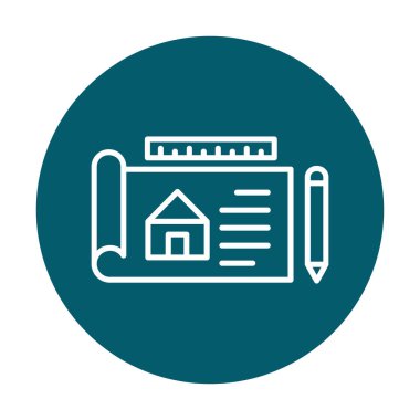 Basit Mimari Planı simgesi, vektör illüstrasyonu