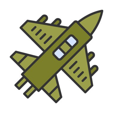 Askeri Uçak ikonu vektör illüstrasyonu