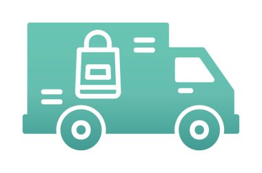 Teslimat kamyonu vektör simgesi modern basit illüstrasyon                        