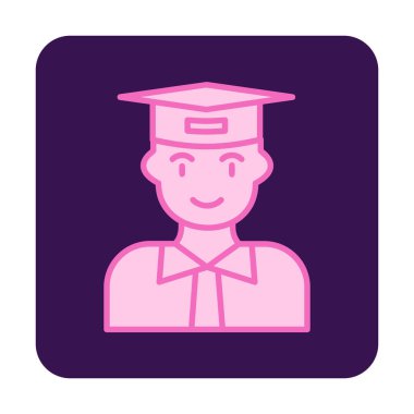 mezun düz ikon. Düz biçimli öğrencinin vektör düz çizimi