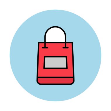 Alışveriş poşeti simgesi, vektör illüstrasyonu basit tasarım