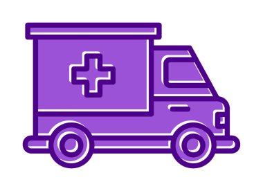 ambulans araba simgesi, renk vektörü çizimi