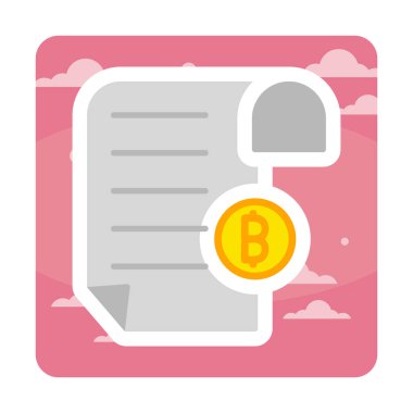 Bitcoin imzalı fatura simgesinin vektör illüstrasyonu 
