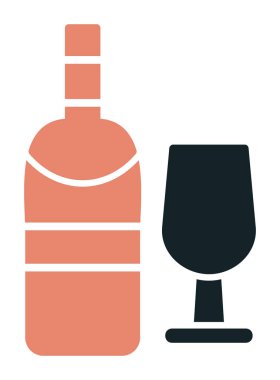 şarap şişe ve cam kutsal kişilerin resmi, vektör çizim  