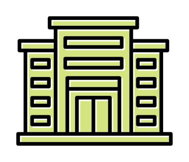 Alışveriş merkezi simgesi. Alışveriş merkezi oluşturma simgesi, vektör illüstrasyonu 