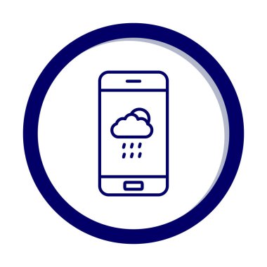 Akıllı telefon web simgesi üzerindeki hava durumu uygulaması, vektör illüstrasyonu 