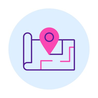 Konum iğnesi, vektör illüstrasyonlu harita simgesi