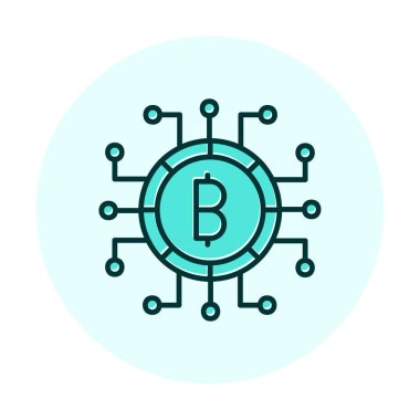 Bitcoin işareti, vektör illüstrasyonlu dijital para simgesi 