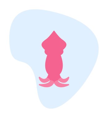 Beyaz arkaplanda mürekkep balığı vektörü simgesi 