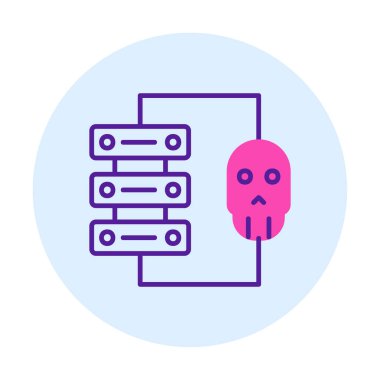 veri merkezi ve Hackleme vektör çizgisi simgesi, imza illüstrasyonu 