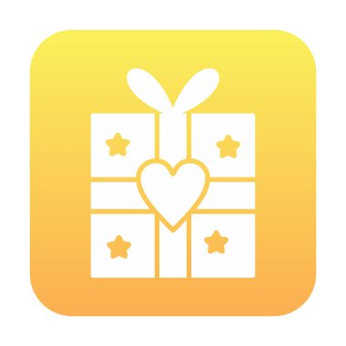 Kalp ikonu vektör illüstrasyonlu hediye kutusu 