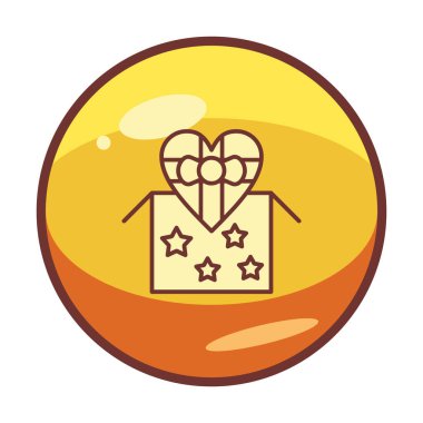 Basit kalp hediye kutusu, sevgililer günü konsepti, vektör illüstrasyonu