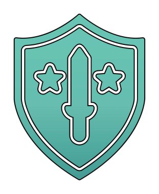 Kılıç vektör ağ simgesine sahip Askeri Kalkan, vektör illüstrasyonu 