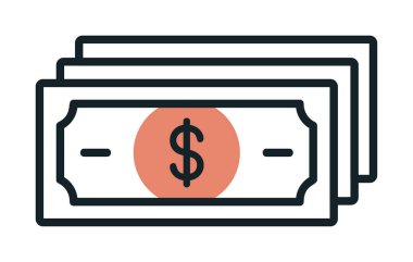 Dolar para çizgisi simgesi, vektör illüstrasyonu