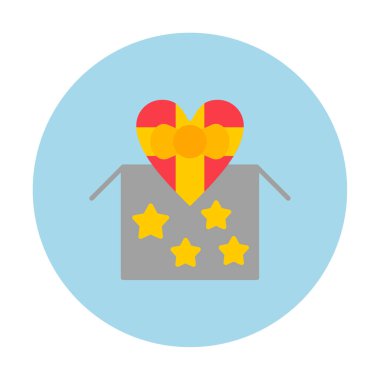 Basit kalp hediye kutusu, sevgililer günü konsepti, vektör illüstrasyonu