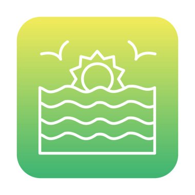 Basit düz gün batımı ve deniz vektörü çizimi