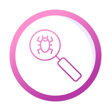 Böcekli büyüteç, virüs tespit simgesi, vektör illüstrasyon tasarımı 