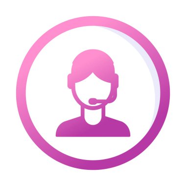 Basit Müşteri Hizmeti Temsilcisi simgesi, vektör illüstrasyonu