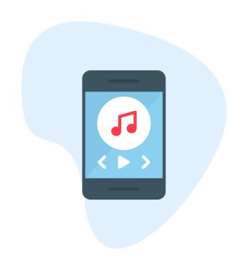 Müzik notası ikon vektör illüstrasyon tasarımı ile akıllı telefon müzik çalıcı                               