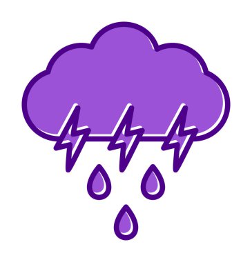 Gök gürültülü yağmurlu bulut sembolü, hava durumu ikonu, vektör illüstrasyonu 