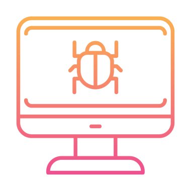 yazılım hatası düz simgesi, vektör illüstrasyonu, Sistem Virüsü 