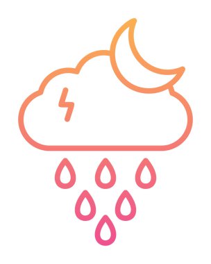 Gece yağmuru bulutu ve ay, vektör illüstrasyonu  